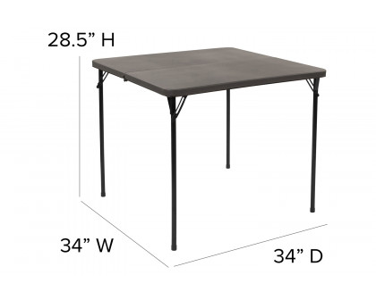 BLNK™ Dunham Square Plastic Folding Table with Carrying Handle - Dark Gray