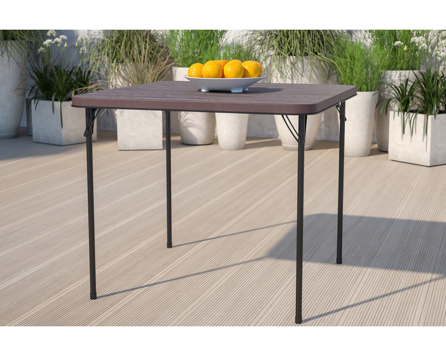 BLNK Dunham Square Plastic Folding Table with Carrying Handle