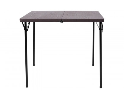 BLNK Dunham Square Plastic Folding Table with Carrying Handle - Brown Wood Grain