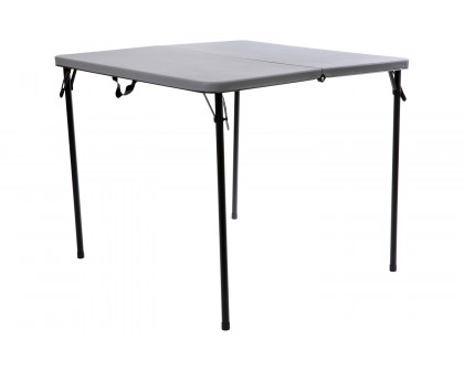 BLNK Dunham Square Plastic Folding Table with Carrying Handle - Gray