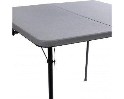 BLNK Dunham Square Plastic Folding Table with Carrying Handle - Gray