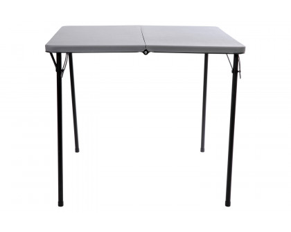 BLNK Dunham Square Plastic Folding Table with Carrying Handle - Gray