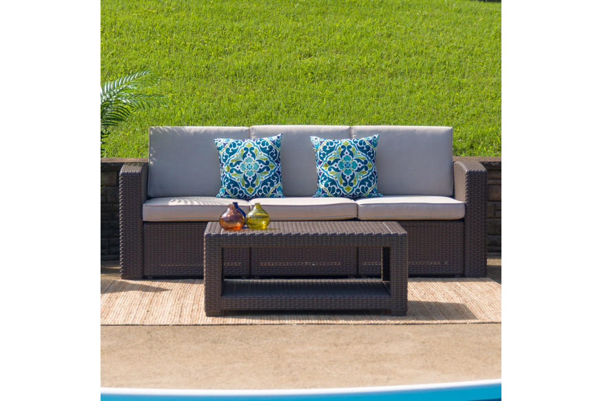 BLNK™ Seneca Faux Rattan Coffee Table - Chocolate Brown