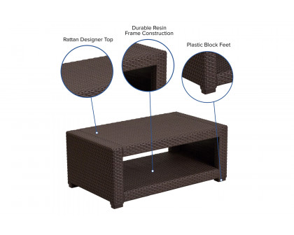 BLNK™ Seneca Faux Rattan Coffee Table - Chocolate Brown