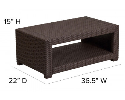 BLNK™ Seneca Faux Rattan Coffee Table - Chocolate Brown