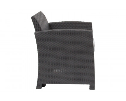 BLNK™ Seneca Faux Rattan Chair with All-Weather Light Gray Cushion - Dark Gray