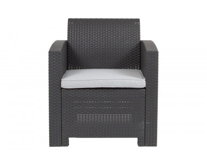 BLNK™ Seneca Faux Rattan Chair with All-Weather Light Gray Cushion - Dark Gray