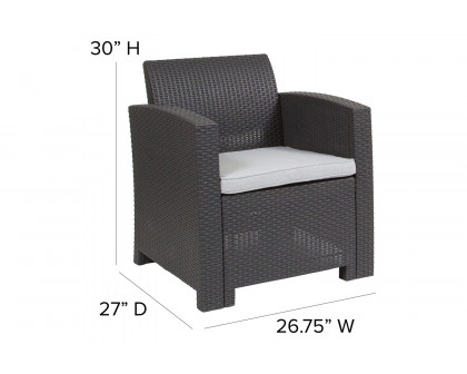 BLNK™ Seneca Faux Rattan Chair with All-Weather Light Gray Cushion - Dark Gray