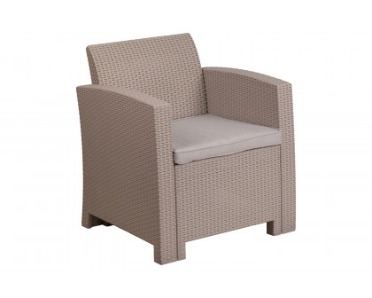 BLNK Seneca Faux Rattan Chair with All-Weather Light Gray Cushion - Light Gray