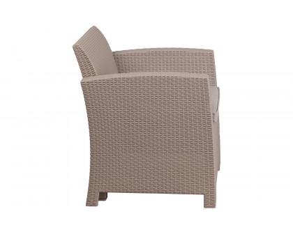 BLNK Seneca Faux Rattan Chair with All-Weather Light Gray Cushion - Light Gray