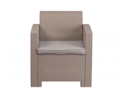 BLNK Seneca Faux Rattan Chair with All-Weather Light Gray Cushion - Light Gray