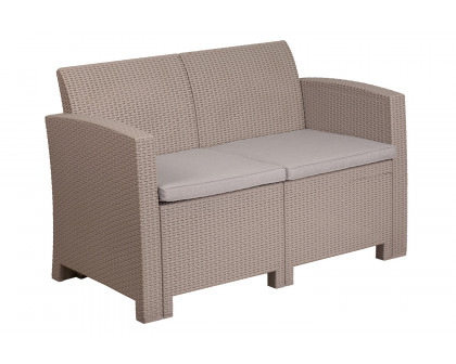 BLNK Seneca Faux Rattan Loveseat with All-Weather Light Gray Cushions - Light Gray