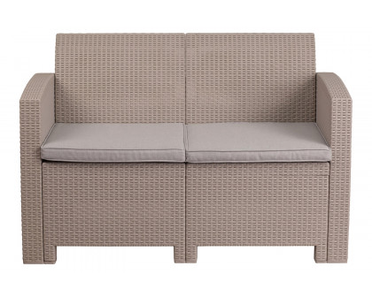 BLNK Seneca Faux Rattan Loveseat with All-Weather Light Gray Cushions - Light Gray