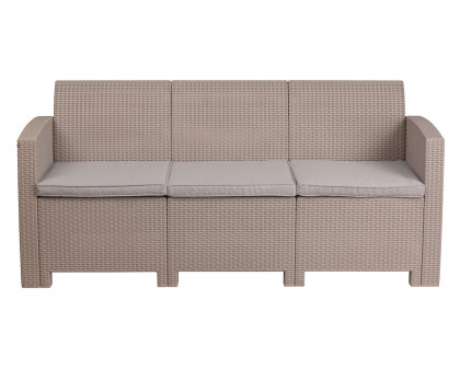 BLNK Seneca Faux Rattan Sofa with All-Weather Light Gray Cushions - Light Gray