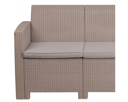 BLNK Seneca Faux Rattan Sofa with All-Weather Light Gray Cushions - Light Gray