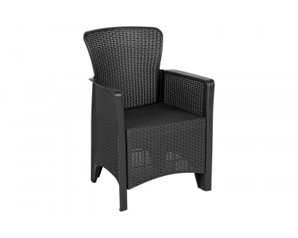 BLNK Seneca Faux Rattan Plastic Chair Set with Matching Side Table - Dark Gray