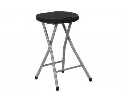 BLNK - Micah Foldable Stool with Black Plastic Seat and Titanium Gray Frame