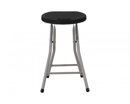 BLNK - Micah Foldable Stool with Black Plastic Seat and Titanium Gray Frame