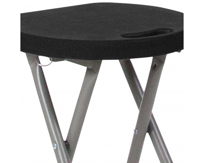 BLNK - Micah Foldable Stool with Black Plastic Seat and Titanium Gray Frame