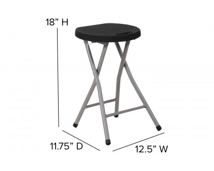 BLNK - Micah Foldable Stool with Black Plastic Seat and Titanium Gray Frame