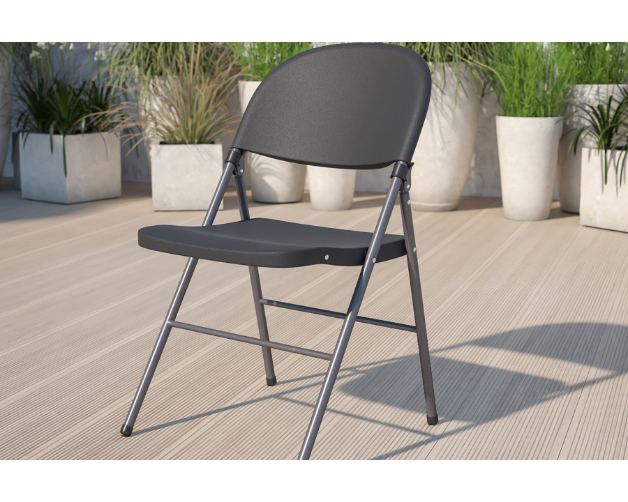 BLNK HERCULES Series Plastic Folding Chair with Charcoal Frame