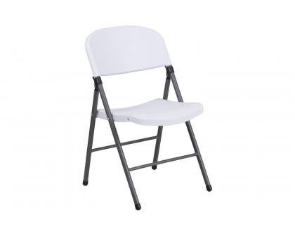 BLNK™ HERCULES Series Plastic Folding Chair with Charcoal Frame - Granite White