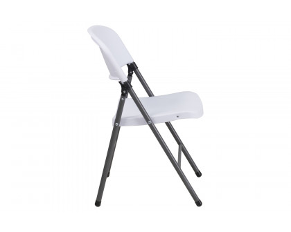 BLNK™ HERCULES Series Plastic Folding Chair with Charcoal Frame - Granite White