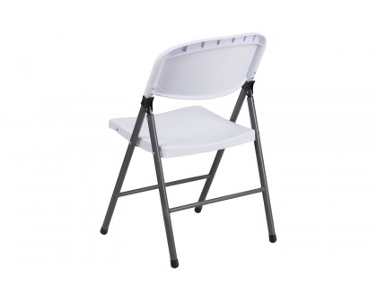 BLNK™ HERCULES Series Plastic Folding Chair with Charcoal Frame - Granite White