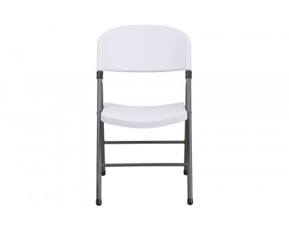 BLNK™ HERCULES Series Plastic Folding Chair with Charcoal Frame - Granite White