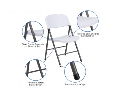 BLNK™ HERCULES Series Plastic Folding Chair with Charcoal Frame - Granite White