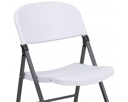 BLNK™ HERCULES Series Plastic Folding Chair with Charcoal Frame - Granite White