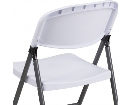 BLNK™ HERCULES Series Plastic Folding Chair with Charcoal Frame - Granite White