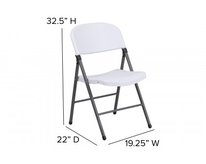 BLNK™ HERCULES Series Plastic Folding Chair with Charcoal Frame - Granite White