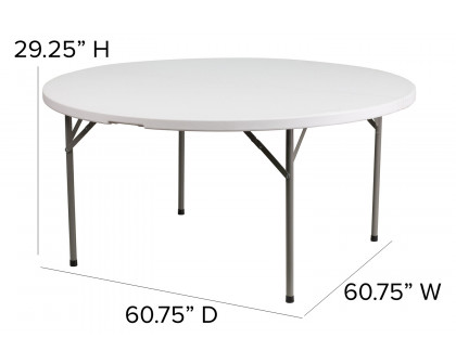 BLNK Elon Style 2 Round Plastic Split Folding Table - 5'D