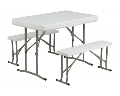 BLNK - Rowan Portable Plastic Folding Bench and Table Set 3 Piece