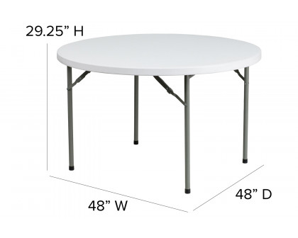 BLNK Elon Round Plastic Solid Folding Table - 4'D