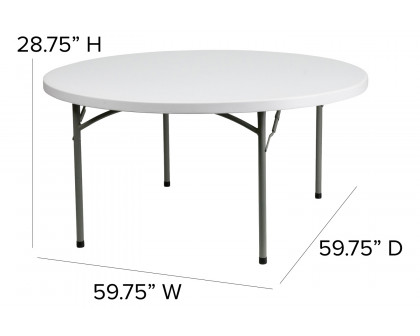 BLNK Elon Round Plastic Solid Folding Table - 5'D