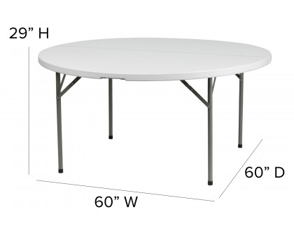 BLNK Elon Style 1 Round Plastic Split Folding Table - 5'D