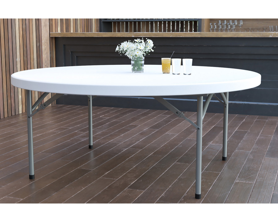 BLNK Elon Round Plastic Solid Folding Table - 6'D