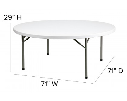 BLNK Elon Round Plastic Solid Folding Table - 6'D