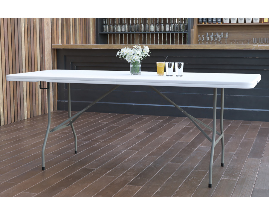 BLNK - Elon Plastic Bi-Fold Banquet and Event Folding Table with Carrying Handle