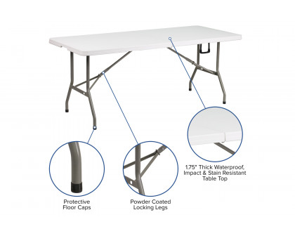 BLNK - Elon Plastic Bi-Fold Banquet and Event Folding Table with Carrying Handle