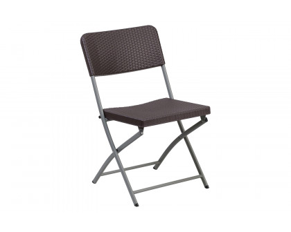 BLNK - HERCULES Series Plastic Rattan Folding Chair with Gray Frame