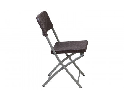 BLNK - HERCULES Series Plastic Rattan Folding Chair with Gray Frame