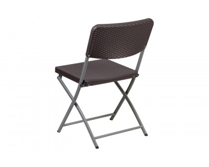 BLNK - HERCULES Series Plastic Rattan Folding Chair with Gray Frame