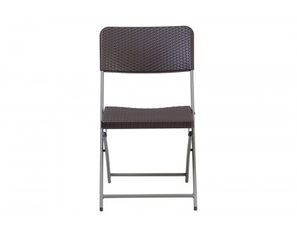 BLNK - HERCULES Series Plastic Rattan Folding Chair with Gray Frame