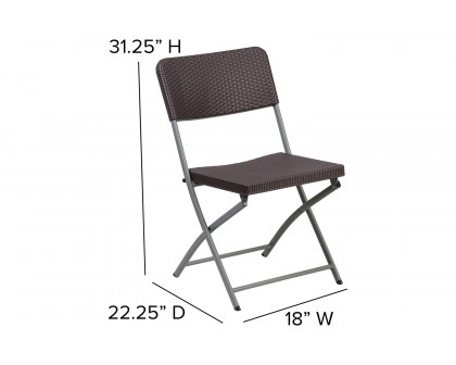 BLNK - HERCULES Series Plastic Rattan Folding Chair with Gray Frame