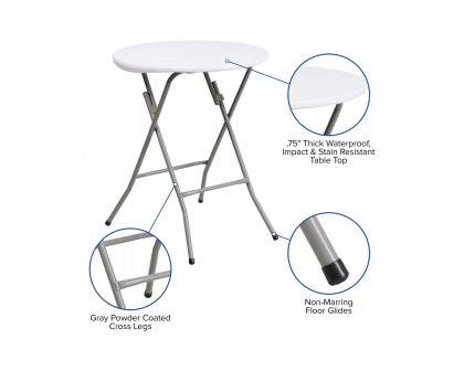 BLNK Elon Round Plastic Solid Folding Table - 2'D