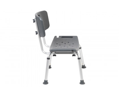 BLNK HERCULES Series Medical Adjustable Bath and Shower Chair with Back - Gray