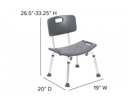 BLNK HERCULES Series Medical Adjustable Bath and Shower Chair with Back - Gray